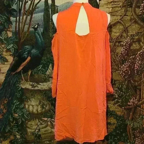 AUW Womens Cold Shoulder Flowy Orange Rayon Dress w/Lace Detail Size XL - Picture 3 of 6